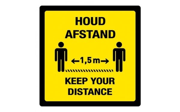Bilingual floor sticker, keep your distance / keep your distance