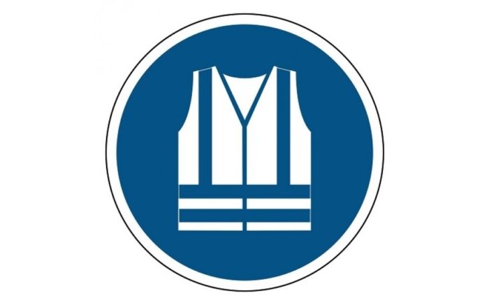 Safety vest mandatory sticker blue and white