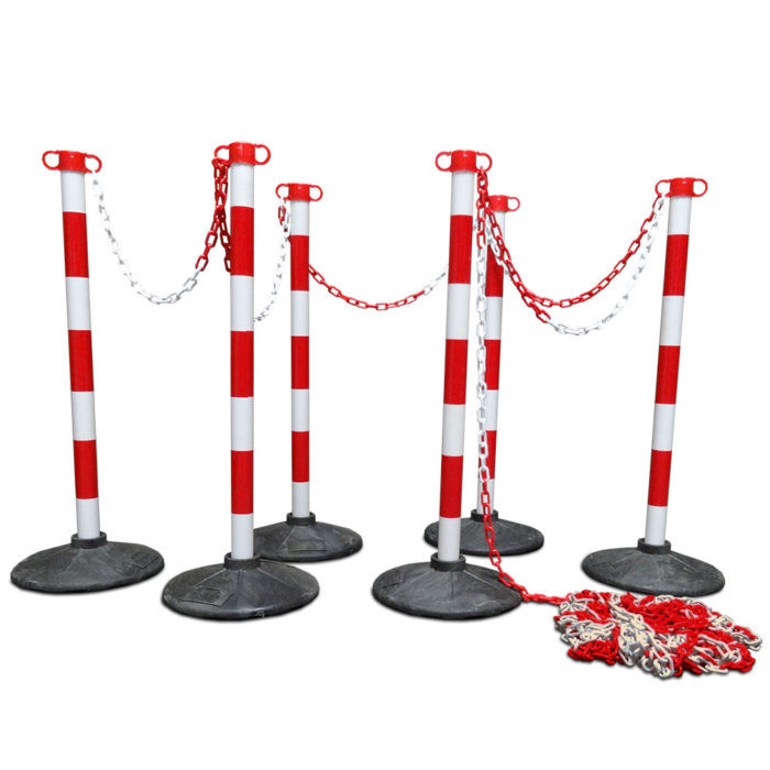 Chain pawl set-Red-White-heavy-foot escape route indicating barrier gates keep distance